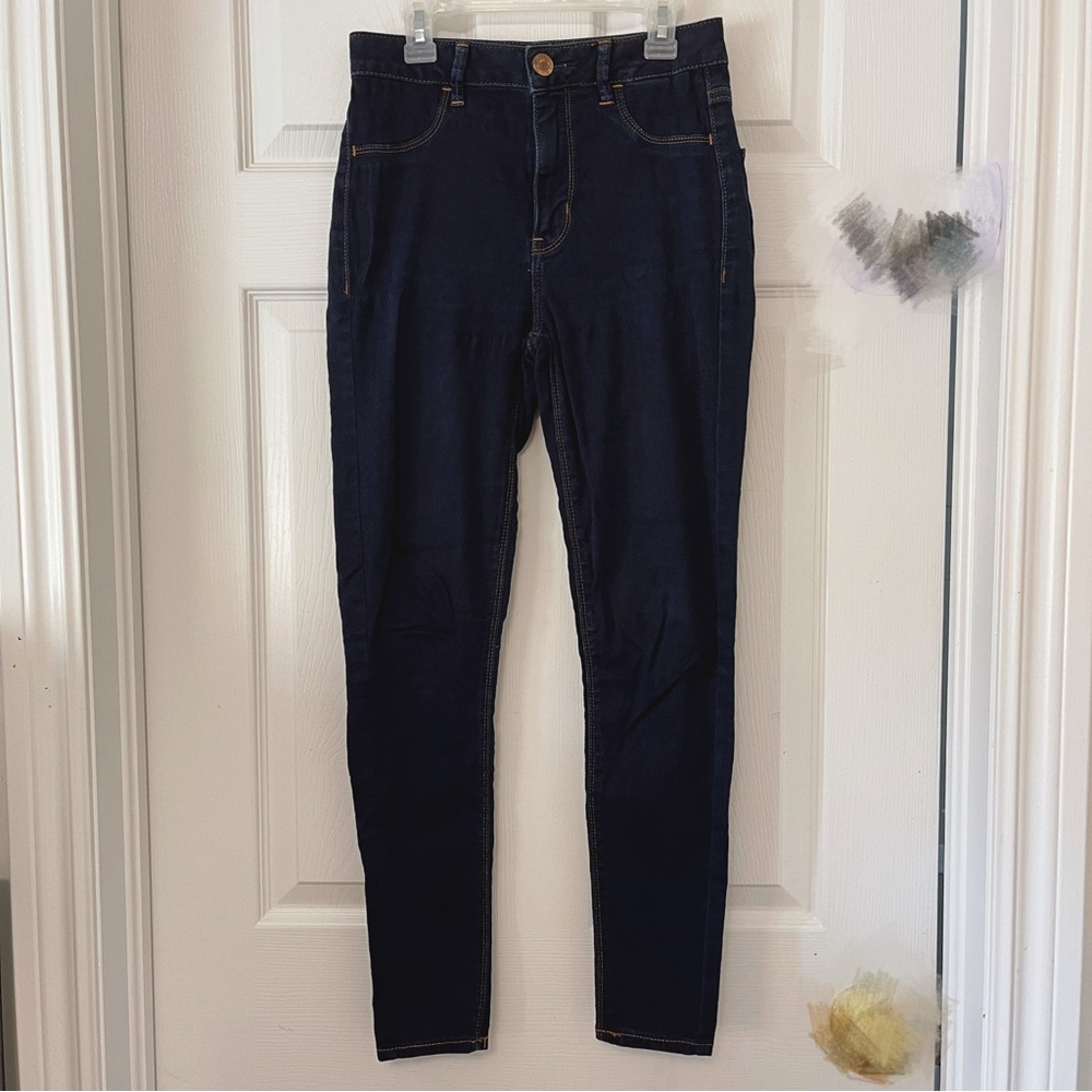 American Eagle Super Super Stretch Sky High Jegging Size 2S Deep Dark Blue Wash